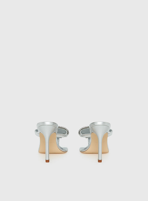 Miss You More Glitter Mesh Heels Silver
