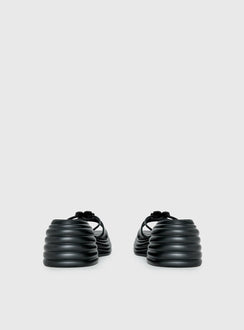 Therapy Flaunt Platform Flower Detail Sandals Black