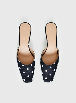 Kaelina Kitten Heels Denim Polka