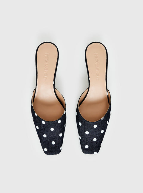 Kaelina Kitten Heels Denim Polka