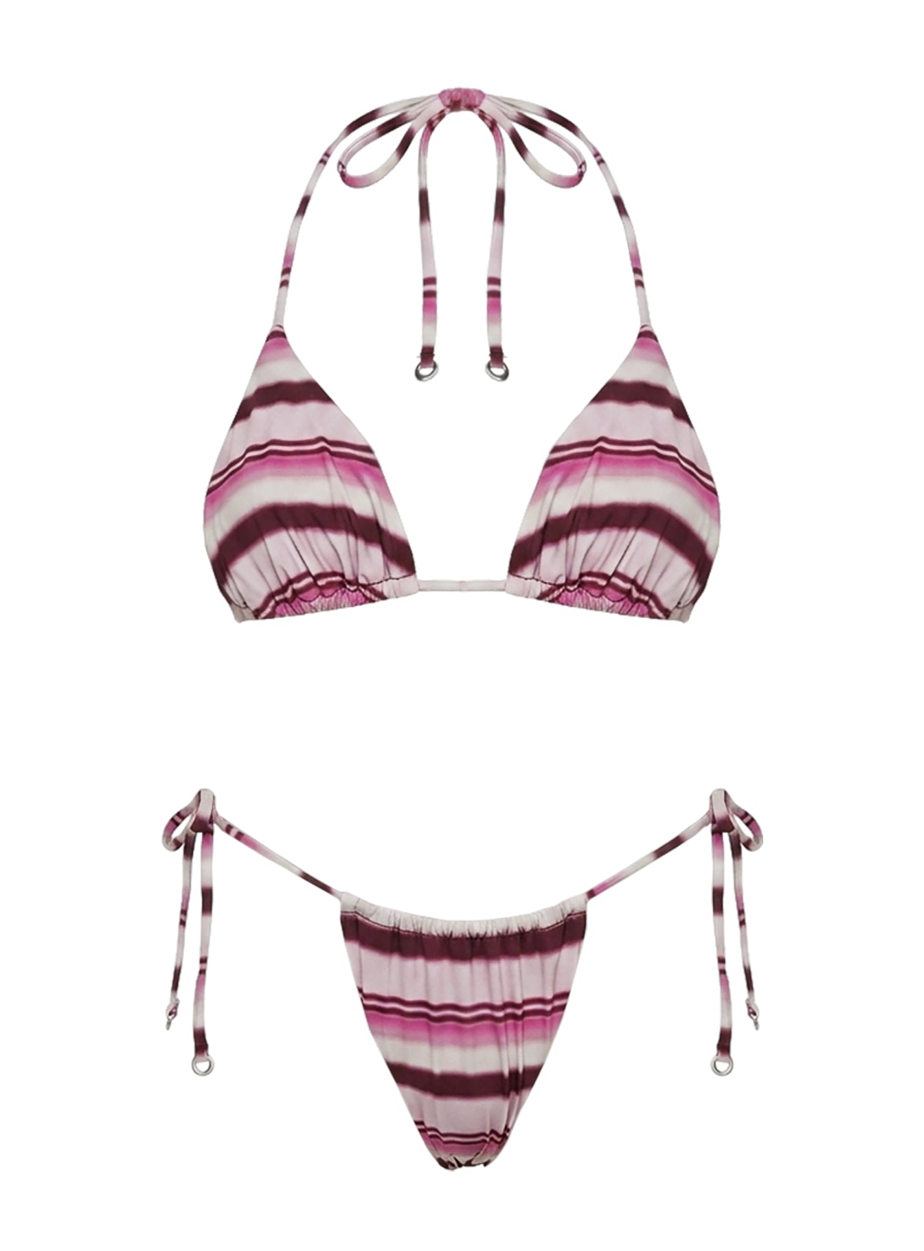 Jenner Triangle Bikini Top Pink Stripe