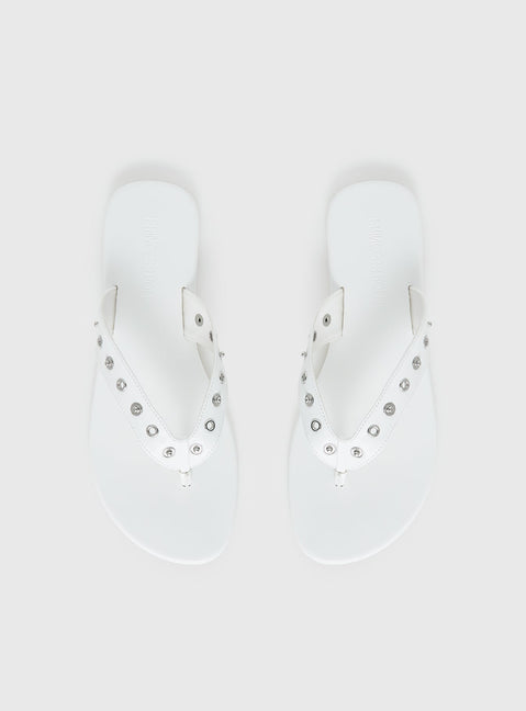 Lyana Eyelet Detail Sandals White