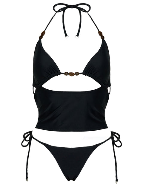Fluera High Side Tie Bikini Bottoms Black