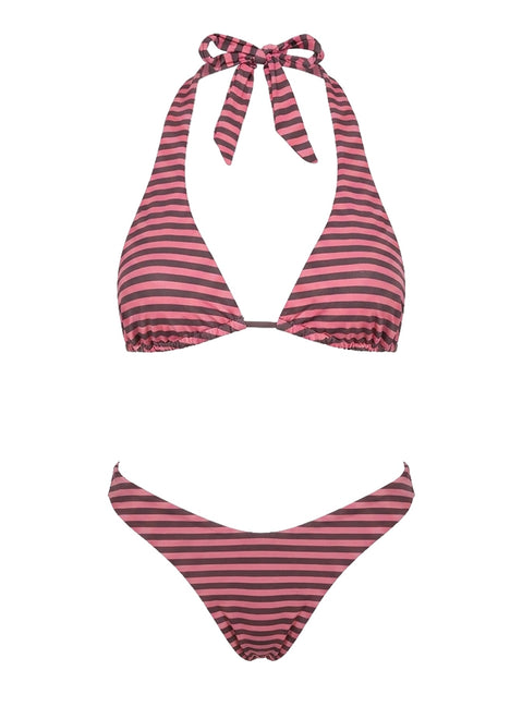 Calbira Cheeky Bikini Bottoms Pink / Taupe Stripe
