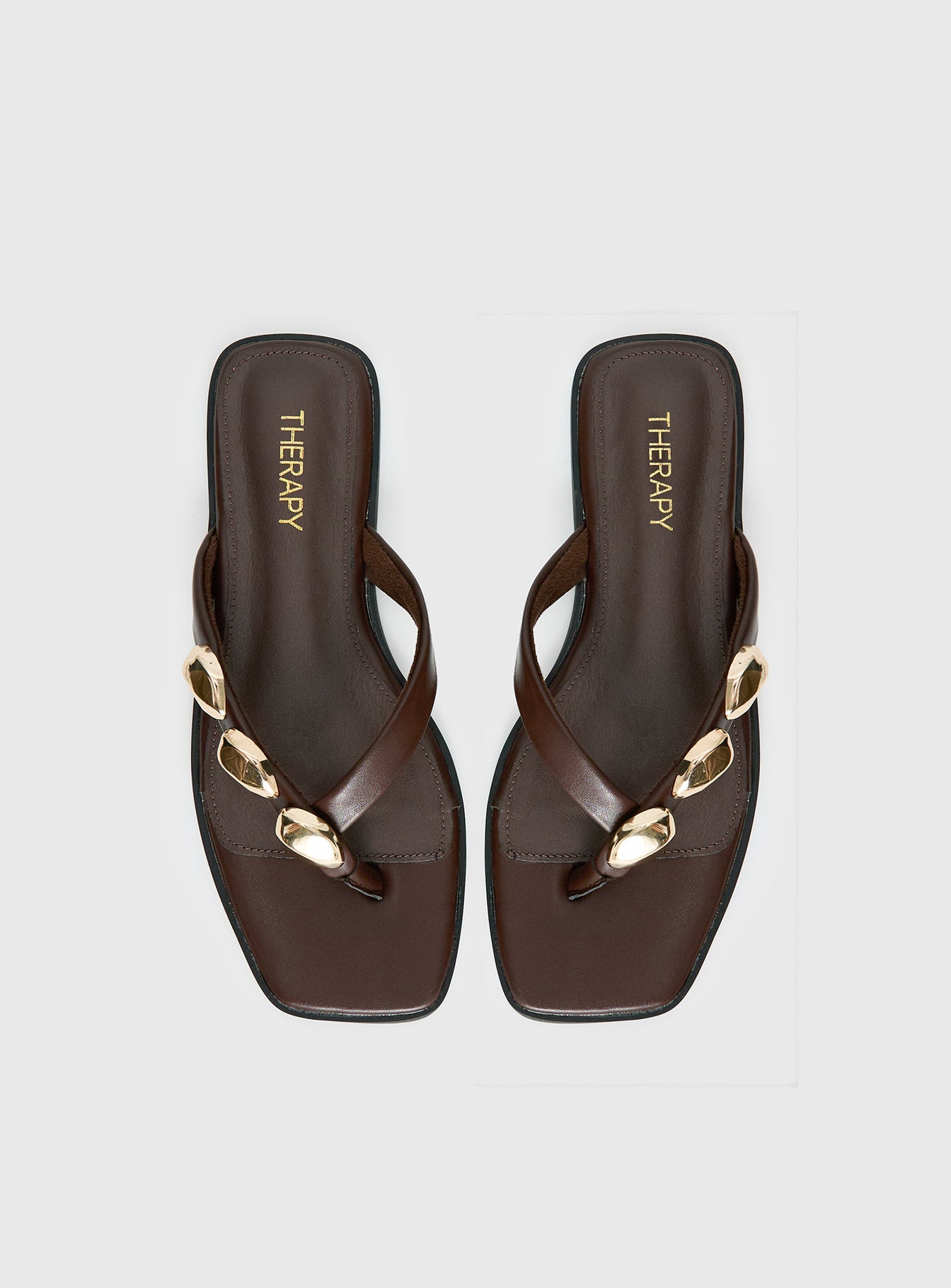Therapy Guise Hardware Detail Sandals Brown / Gold