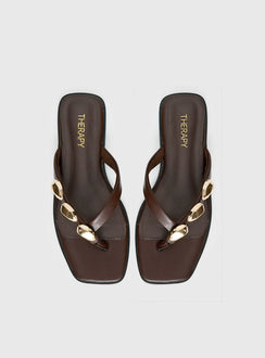 Therapy Guise Hardware Detail Sandals Brown / Gold
