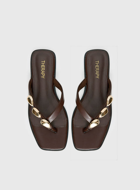Therapy Guise Hardware Detail Sandals Brown / Gold