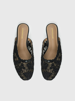 Gretta Lace Slip On Flats Black