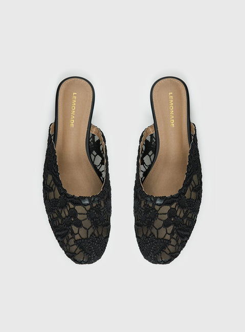 Gretta Lace Slip On Flats Black