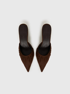 Admiration Pointed Toe Faux Suede Heels Brown