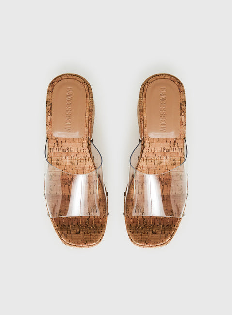 Pale Moonlight Platform Heels Cork / Clear