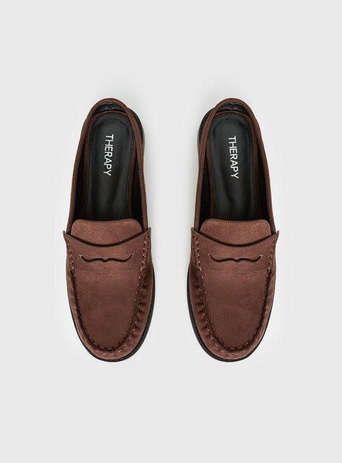 Therapy Atticus Faux Suede Slip On Loafer Brown