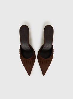 Admiration Pointed Toe Faux Suede Heels Brown