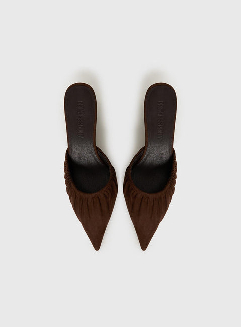 Admiration Pointed Toe Faux Suede Heels Brown