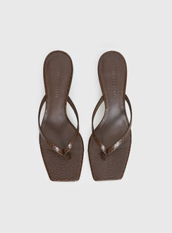 So Exclusive Snake Thong Heels Brown