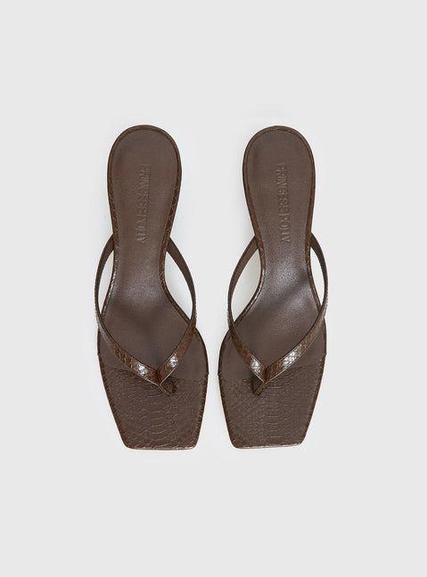 So Exclusive Snake Thong Heels Brown
