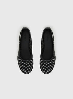 Cerelia Sheer Diamonte Ballet Flats Black