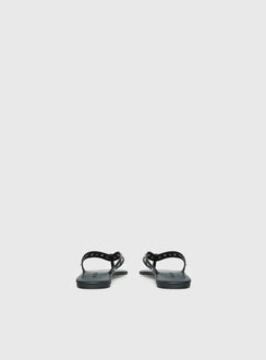 Lyana Eyelet Detail Sandals Black