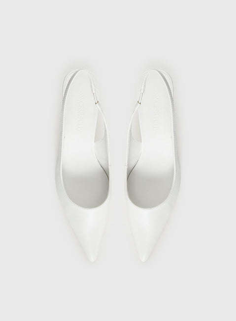 Denalia Pointed Toe Heels White Matte