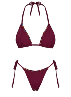 Travelling Tie Side Bikini Bottoms Burgundy