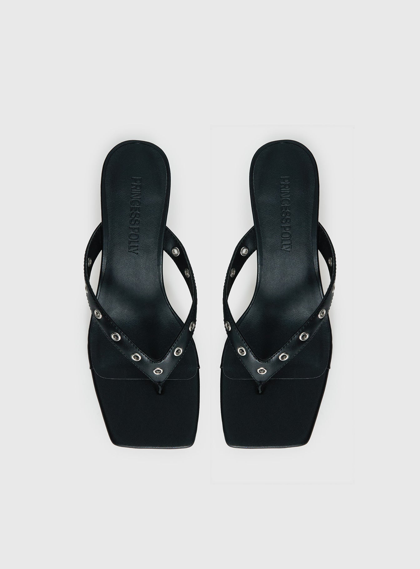 Party Hour Stud Detail Thong Heels Black