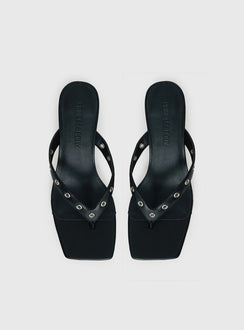 Party Hour Stud Detail Thong Heels Black
