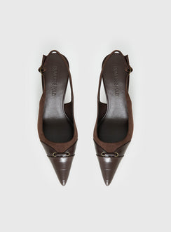 Tiptoe Slingback Heels Brown