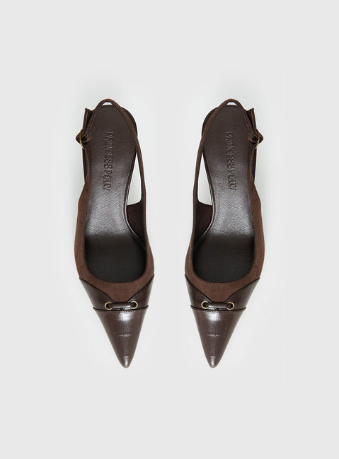 Tiptoe Slingback Heels Brown
