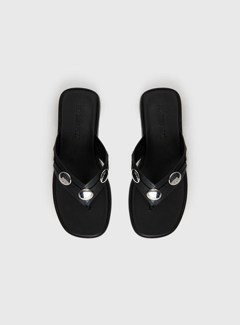Paislee Stud Detail Sandals Black