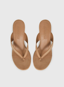Kamiko Wedged Heels Tan Faux Suede