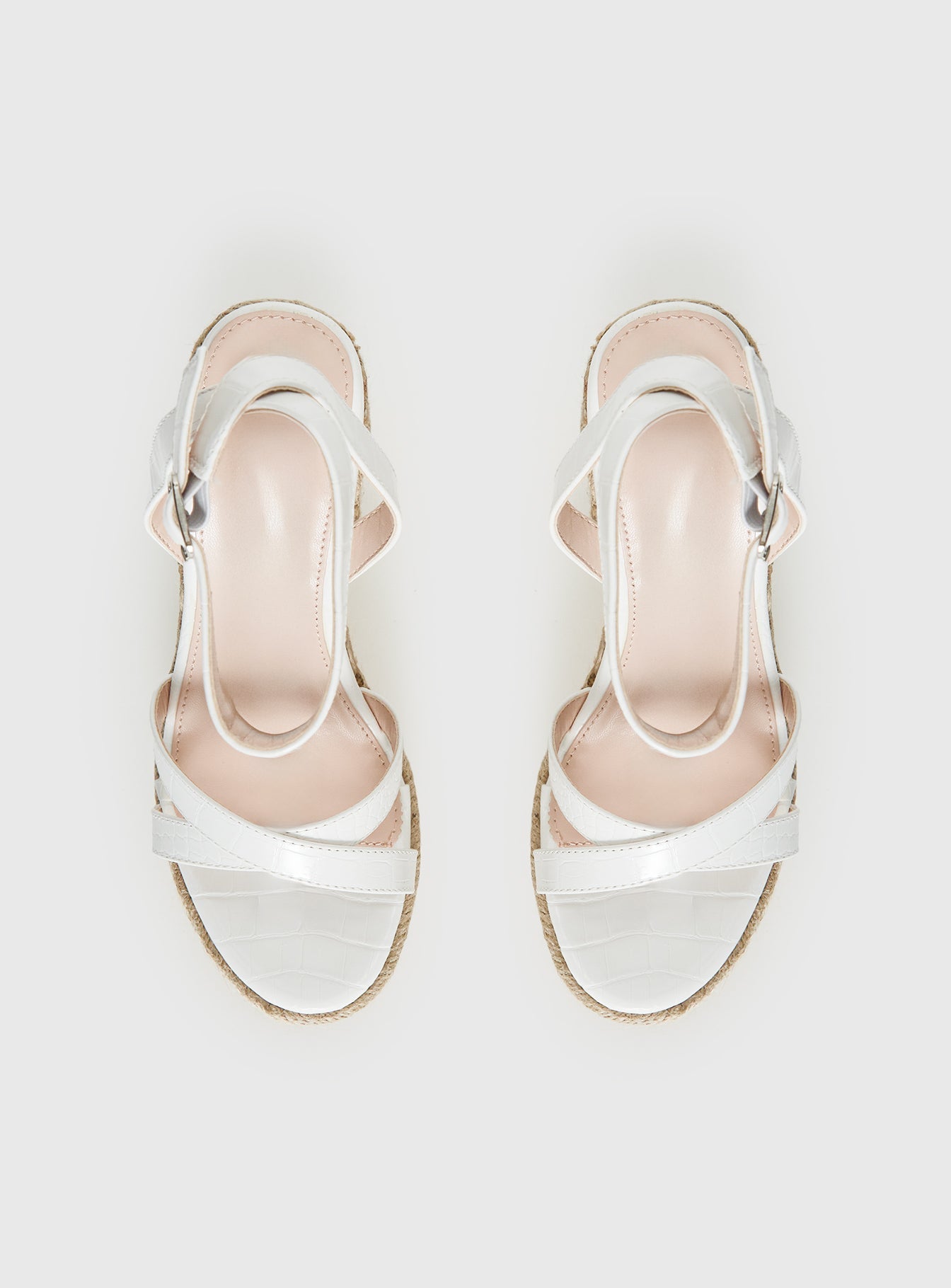 Jesper Espadrille Wedged Heels White Croc