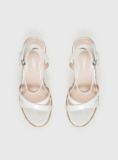 Jesper Espadrille Wedged Heels White Croc