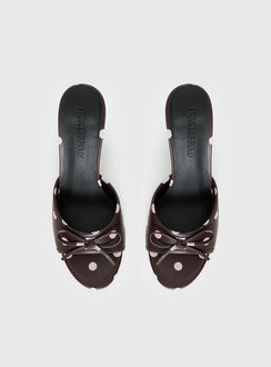 Etiquette Peep Toe Heels Brown / Pink Polka