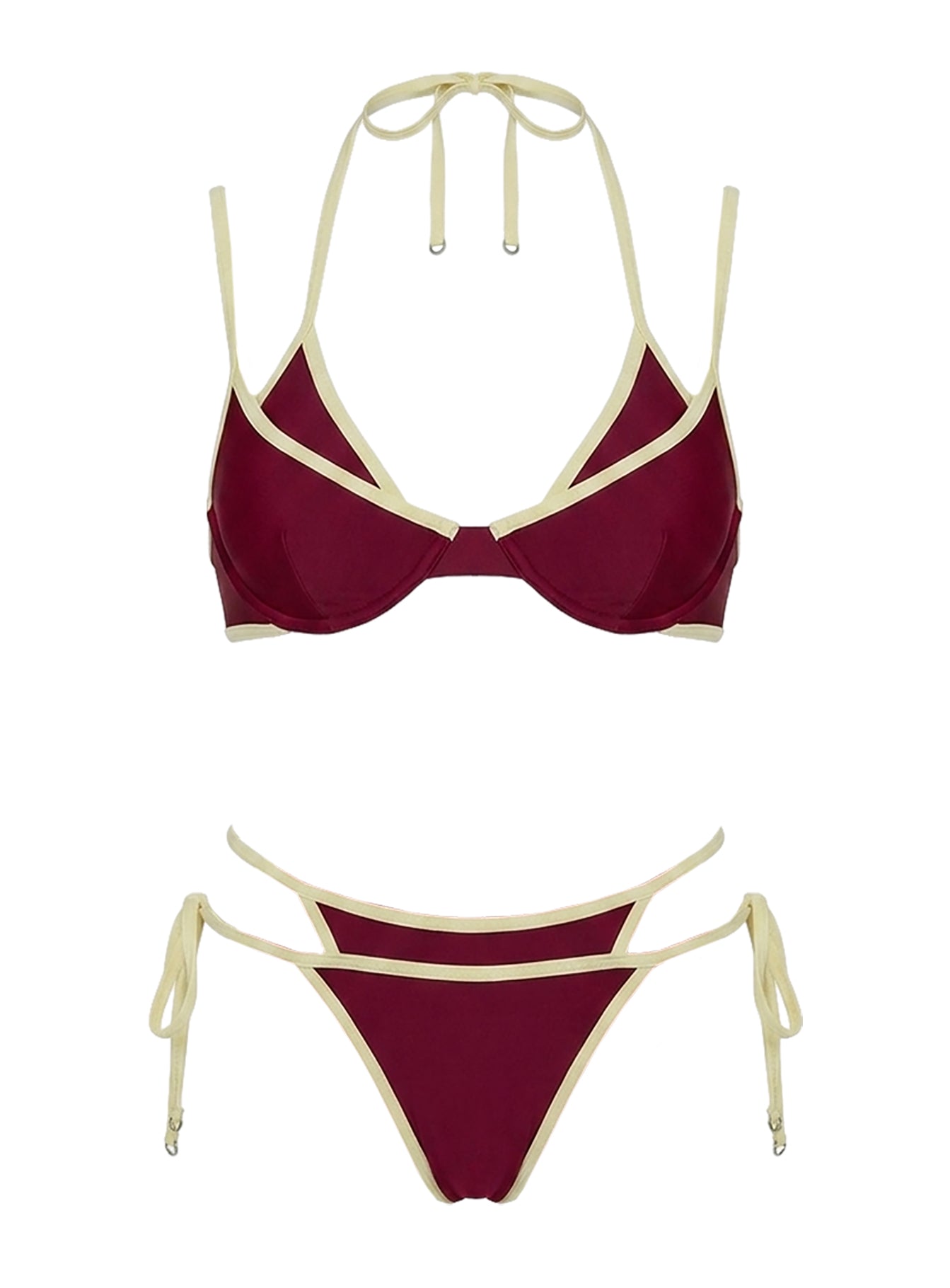 Talaika Layered Halter Bikini Top Plum / Yellow