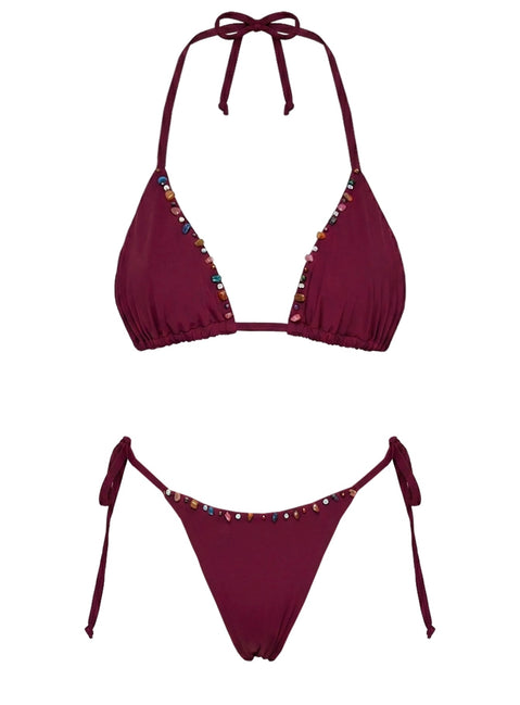 Sunie Triangle Bikini Top Burgundy