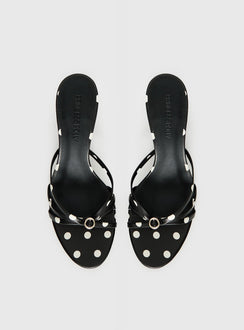 For The Rush Kitten Heels Black Polka