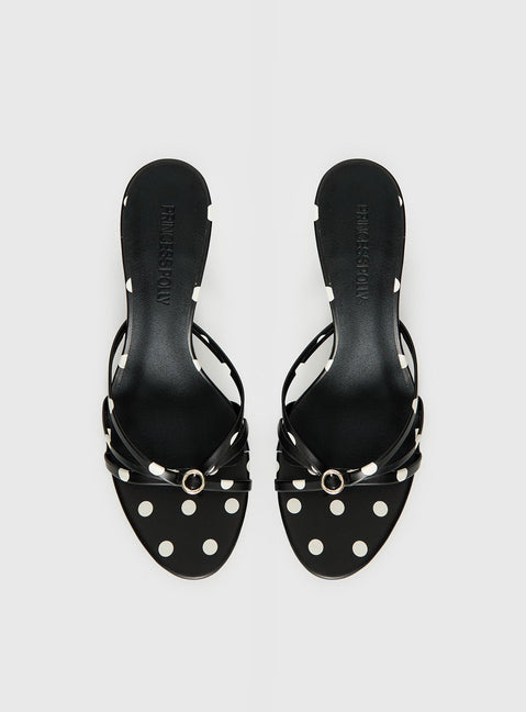 For The Rush Kitten Heels Black Polka