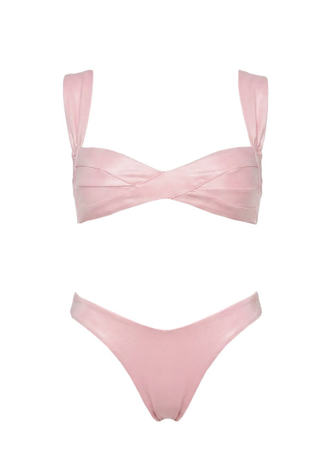 Blondey High Rise Bikini Bottoms Metallic Pink