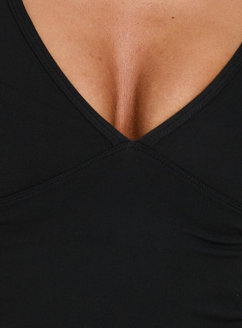 New Horizons Long Sleeve V Neck Top Black