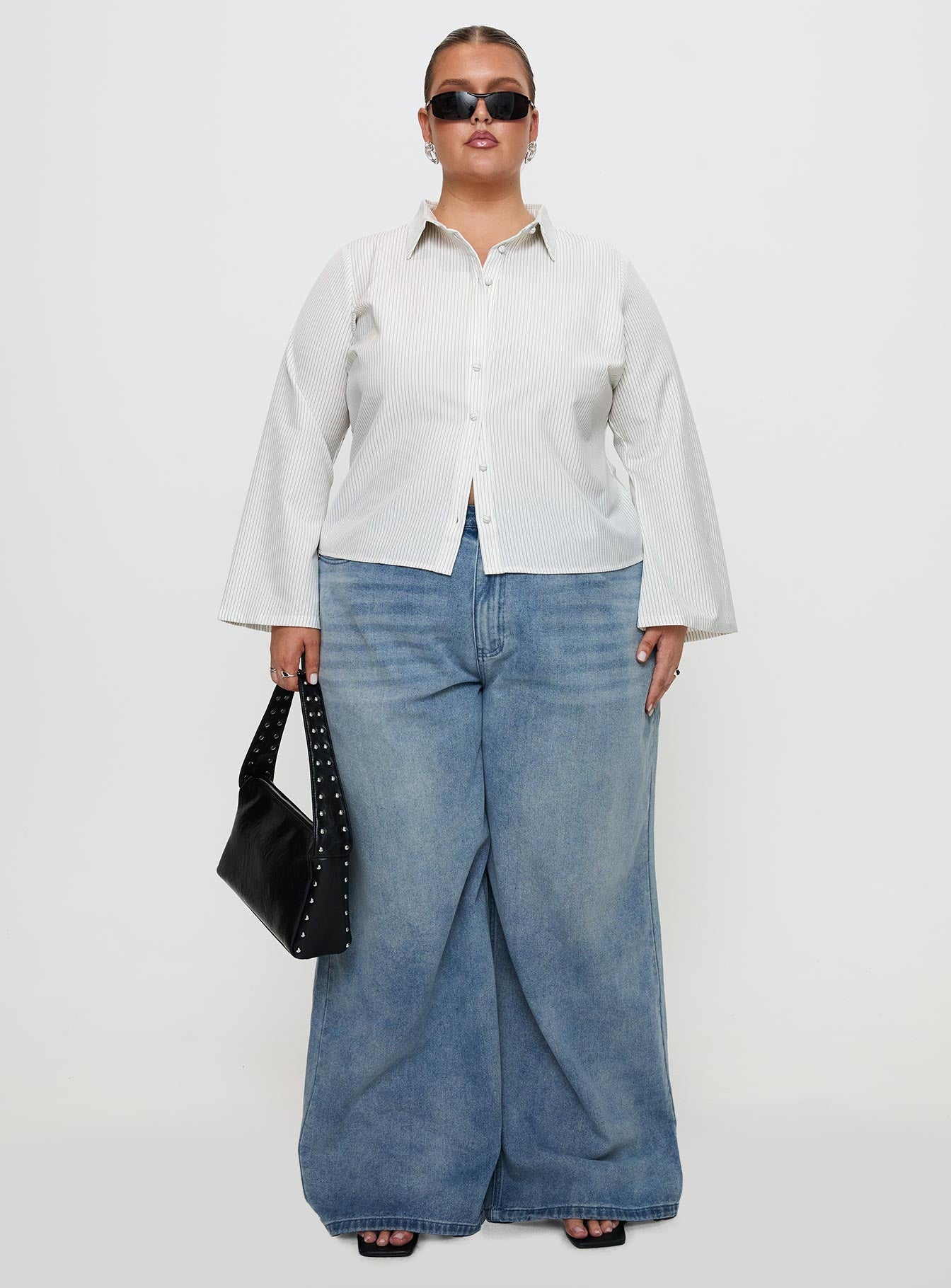 Anni Stripe Shirt Pinstripe White Curve