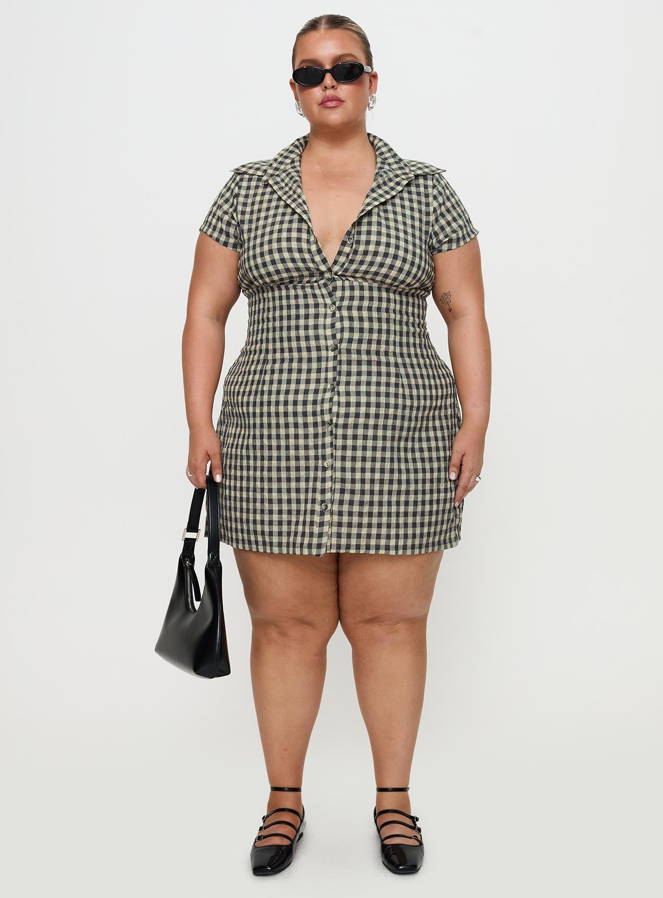 Motley Mini Dress Brown Check Curve