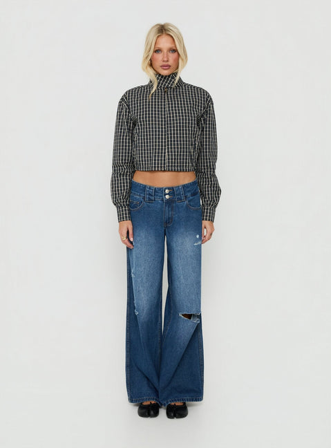 Aura Jacket Navy / Lemon Plaid
