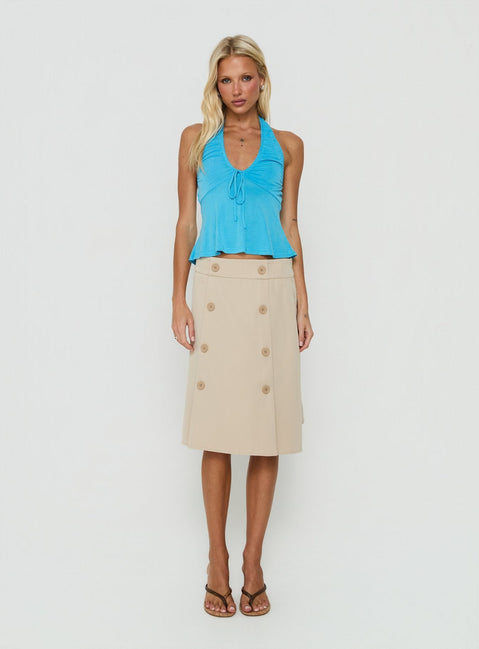 Madallaine Ruched Halter Top Topaz
