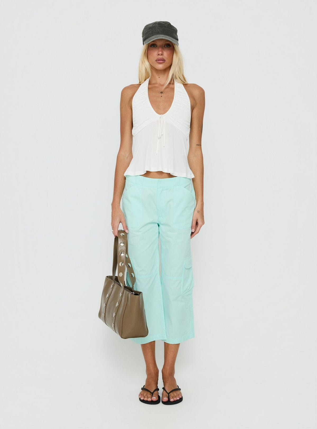Indee Cropped Cargo Aqua