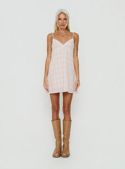 Lunya Mini Dress Pink Check
