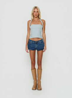 Dreamful Ultra Low Rise Mini Denim Short Dark Blue Wash