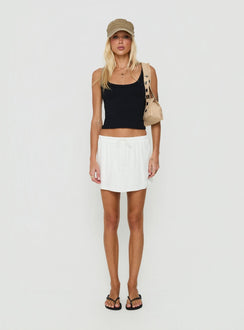 Anderlie Low Rise Linen Blend Mini Skirt White
