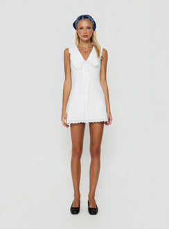 Mayci Collared Lace Trim Playsuit White