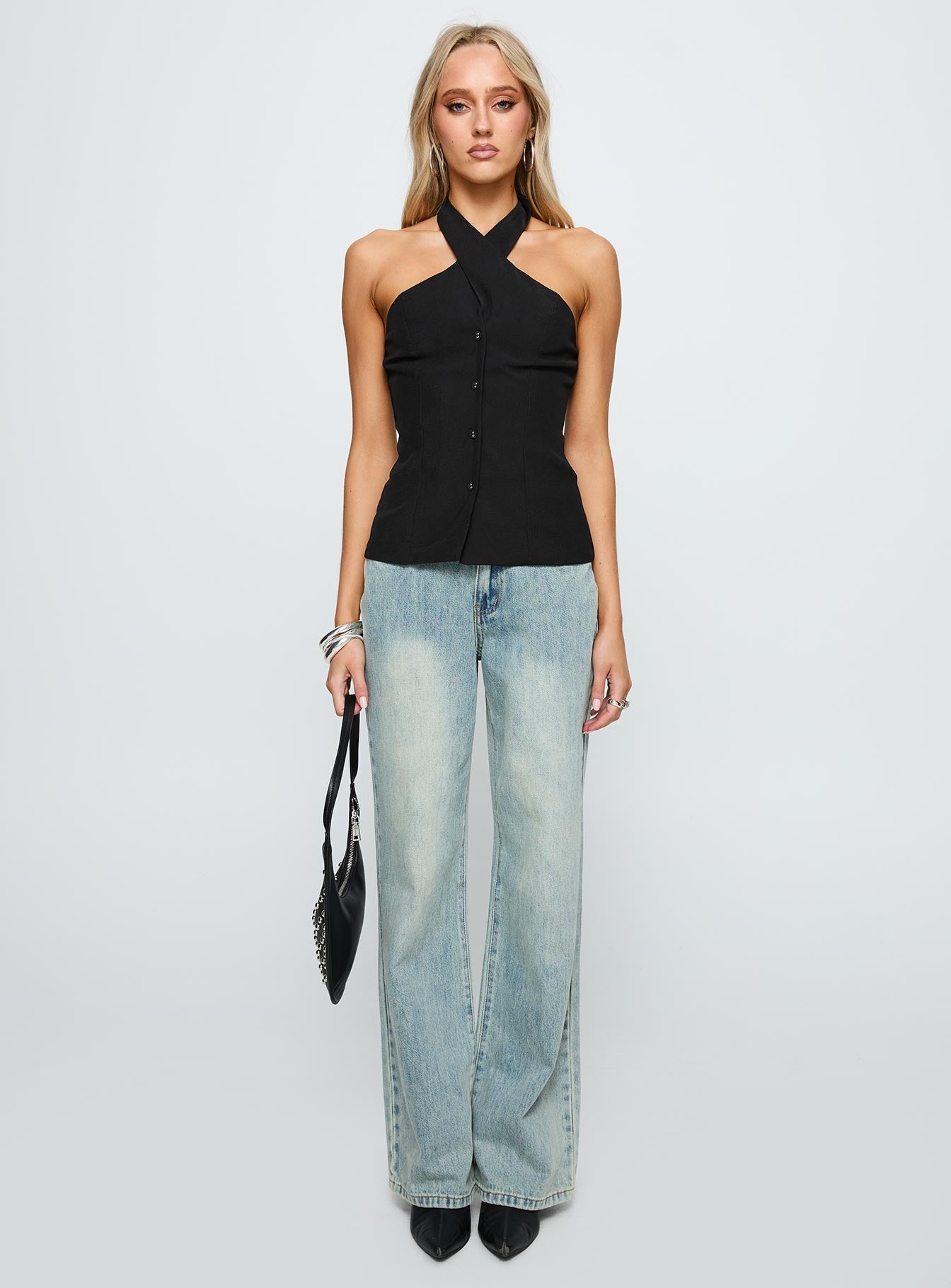 Collective Tops - Light Is Coming Cross Detail Top Black third image