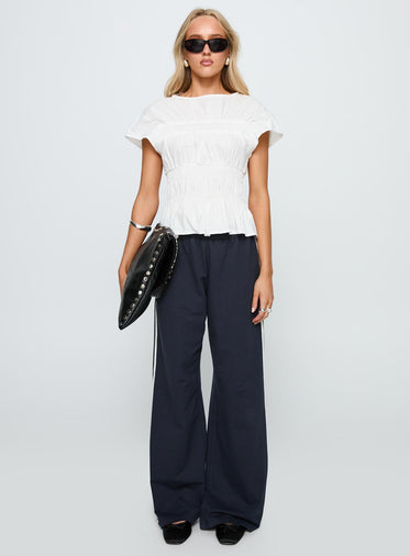 Dripping Diamonds Ruched Top White